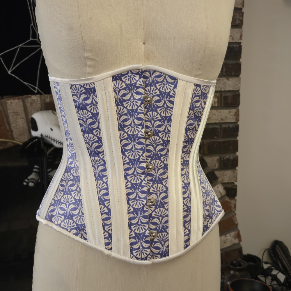 Blue and White Floral Corset